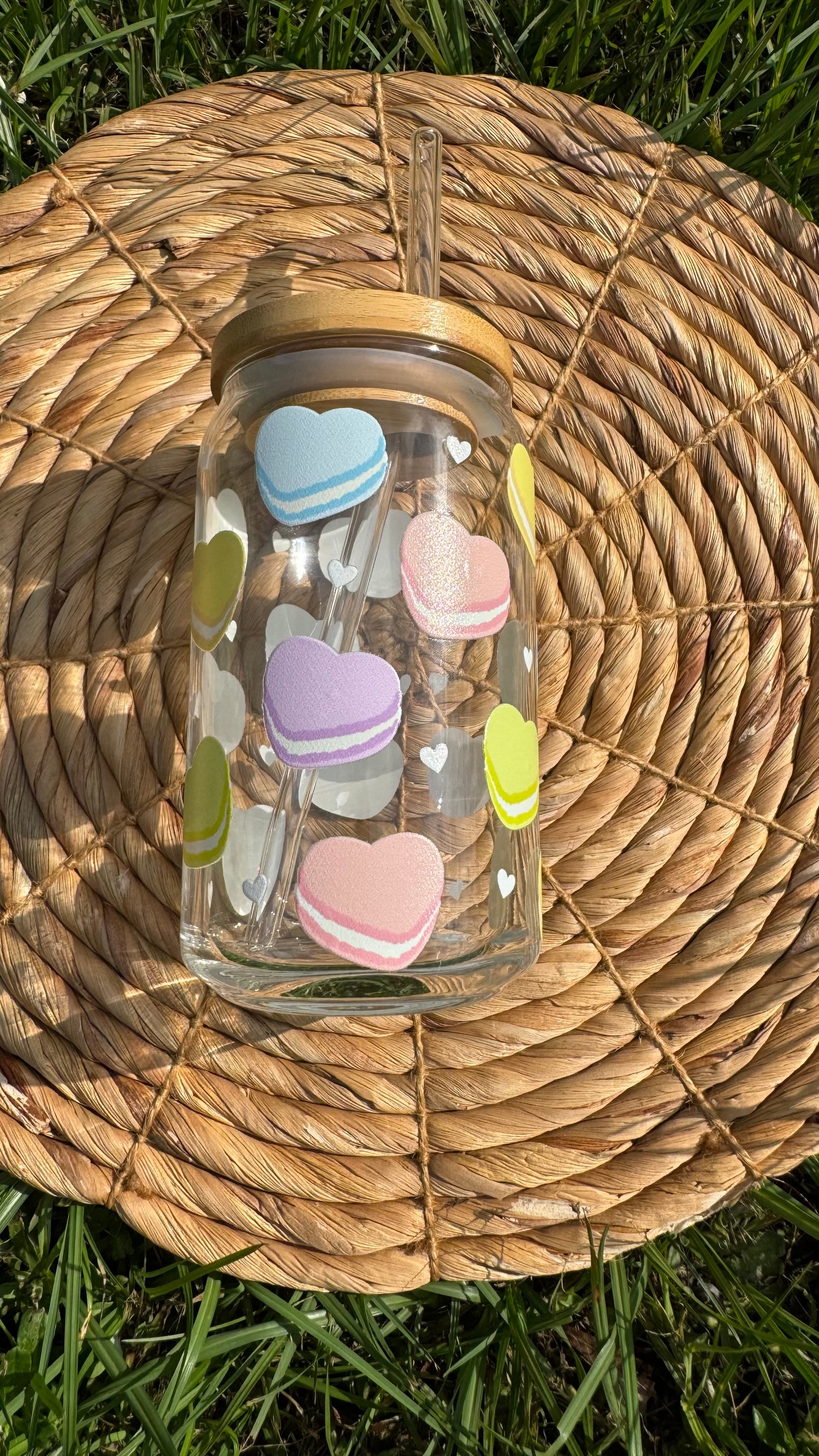 Pastel Macarons Glass Cup