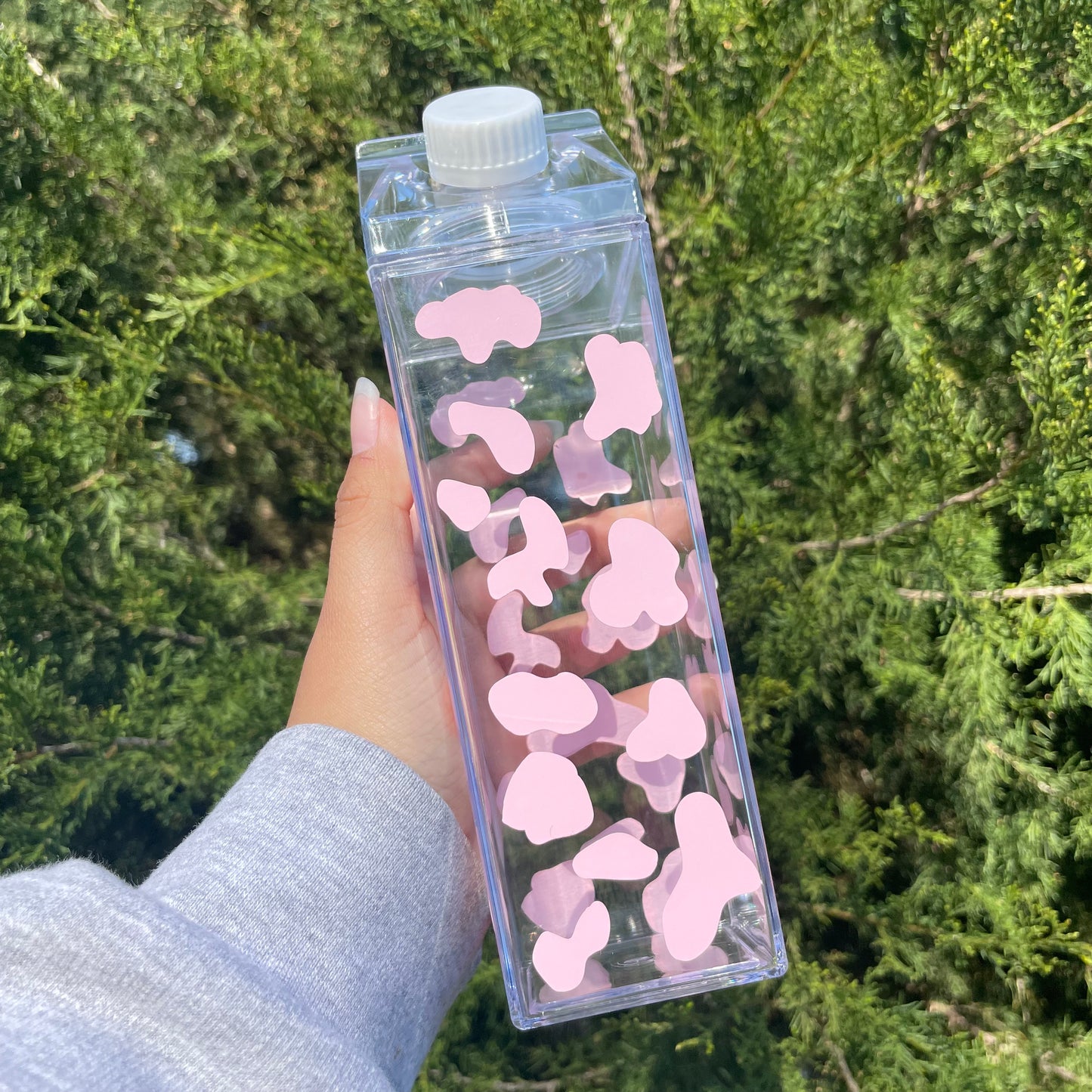 Pink Cow Print Milk Carton Water Bottle